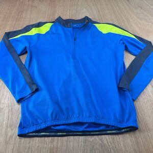 Nishiki Cycling Jersey Mens Large Blue 1/4 Zip Bike Shirt Reflective